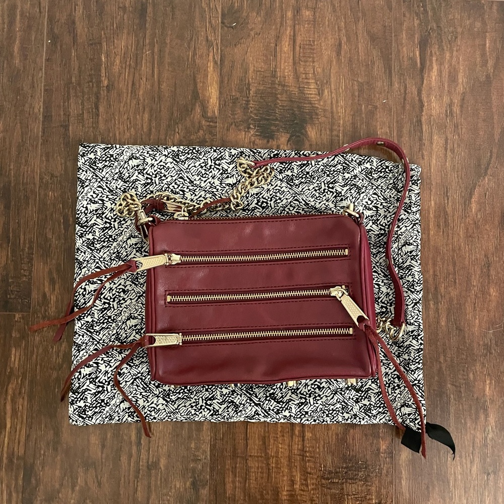 Rebecca Minkoff Mini 5 Zip Crossbody Burgundy
